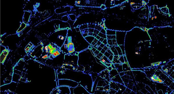 Figura 1. Detall del mapa de luminàncies obtingut del municipi de Sant Cugat del Vallès.