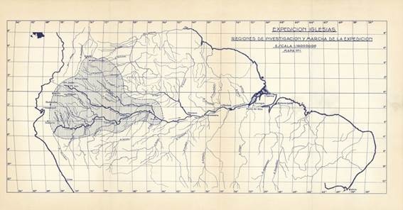 Figura 7. Plano de las regiones de investigación de la Expedición Iglesias. ARG. A. Francisco Iglesias Brage. Sig. 48561/1