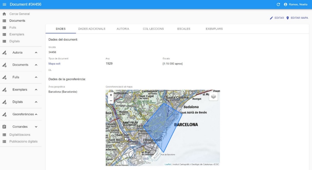 Fitxa descriptiva d'un mapa solt visualitzat a MINERVA