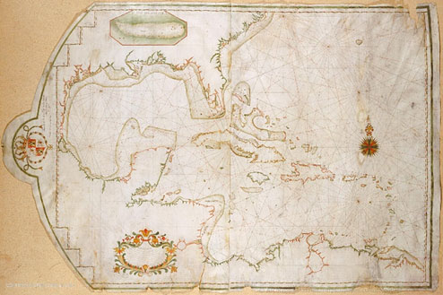 Figura 2. Carta náutica de las costas de Tierra Firme, de América Septentrional, Islas de Barlovento y seno Mexicano. Fuente: AGI,MP-SANTO_DOMINGO, 177. Figura 2. Carta náutica de las costas de Tierra Firme, de América Septentrional, Islas de Barlovento y seno Mexicano. Fuente: AGI,MP-SANTO_DOMINGO, 177.