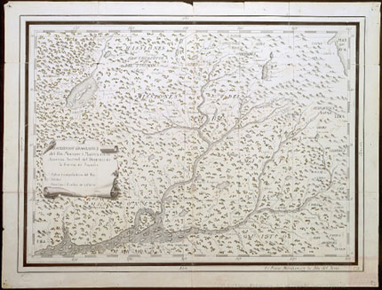 Figura 2. Mapa del valle del río Mamoré, afluente del Amazonas. Fuente. Archivo General de Indias. MP-BUENOS_AIRES,145.