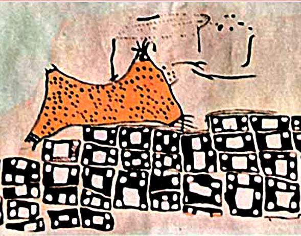 Figura 8. Reproducción de un fragmento del mural del plano de Çatal Hüyuk. Foto: Wikipedia Commons. Figura 8. Reproducción de un fragmento del mural del plano de Çatal Hüyuk. Foto: Wikipedia Commons.