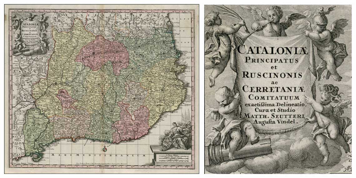 Figura 3. Documento que los alumnos trabajan en la sesión, procedente de la colección Gelabertó. Autor: Georg Matthäus Seutter. Fuente: Depósito Digital de Documentos de la Universitat Autònoma de Barcelona.