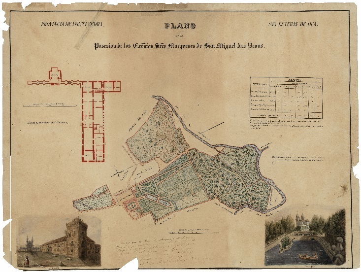 Figura 7. Plano del Pazo de Oca (A Estrada - Pontevedra), 1873-1879. Fuente: ADM, plano nº 409 Figura 7. Plano del Pazo de Oca (A Estrada - Pontevedra), 1873-1879. Fuente: ADM, plano nº 409