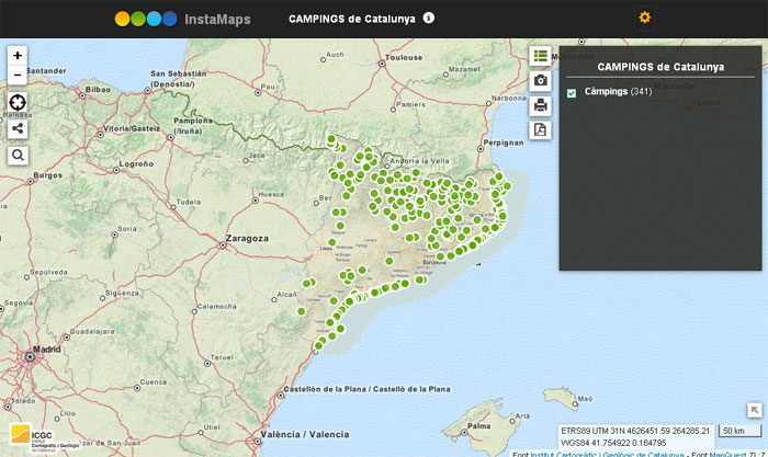 localització dels càmpings de catalunya